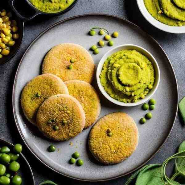 Куриные котлеты с кукурузой и гороховым пюре